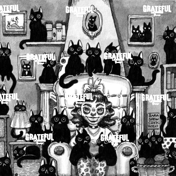 Cat Lady with Many Cats