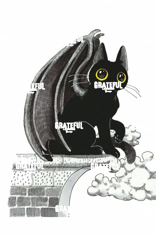 Bat-Winged Cat on Ledge