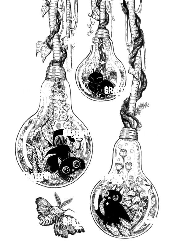Cats in Lightbulb Terrariums