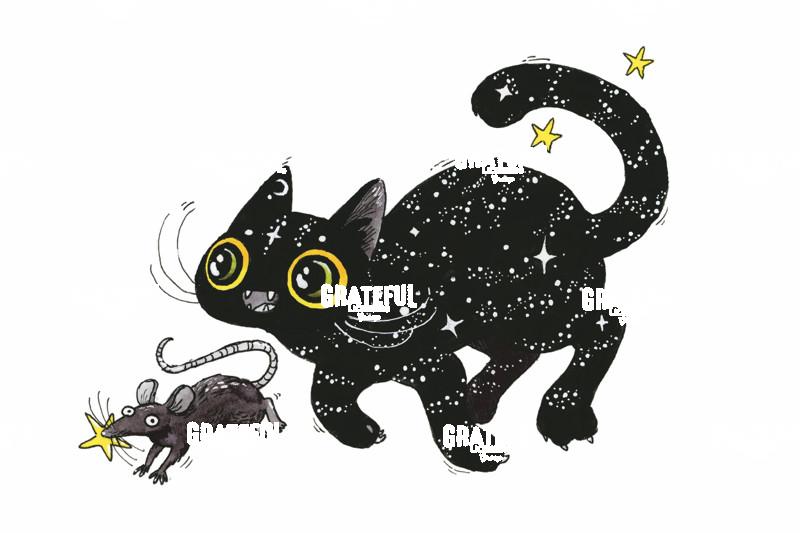 Galaxy Cat with Mouse