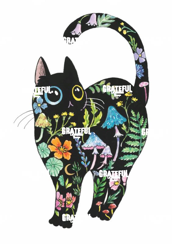 Patterned Floral Cat