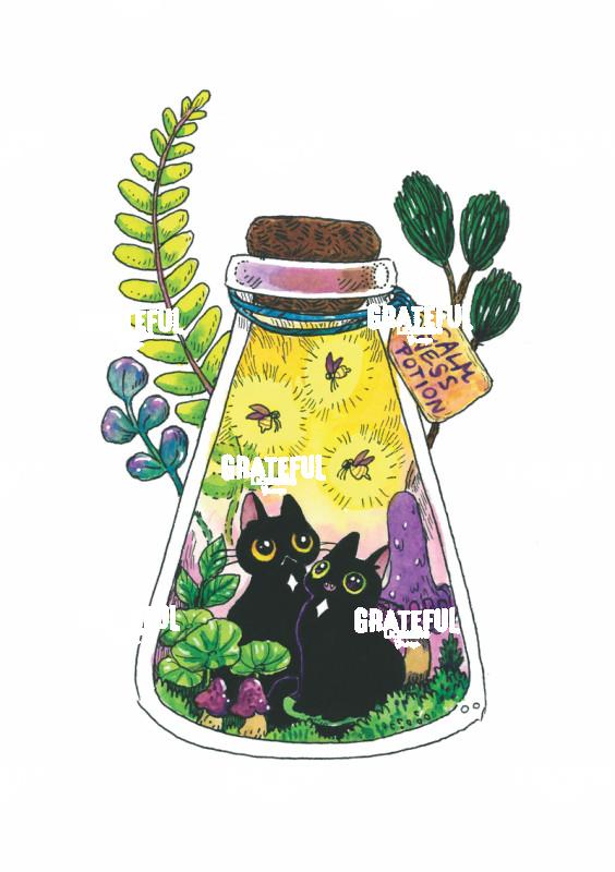 Floral Jar Cat