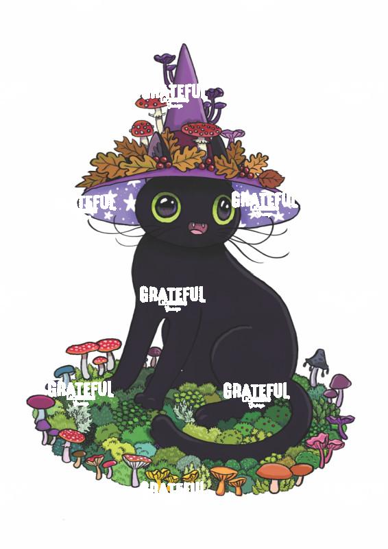 Mushroom Witch Cat