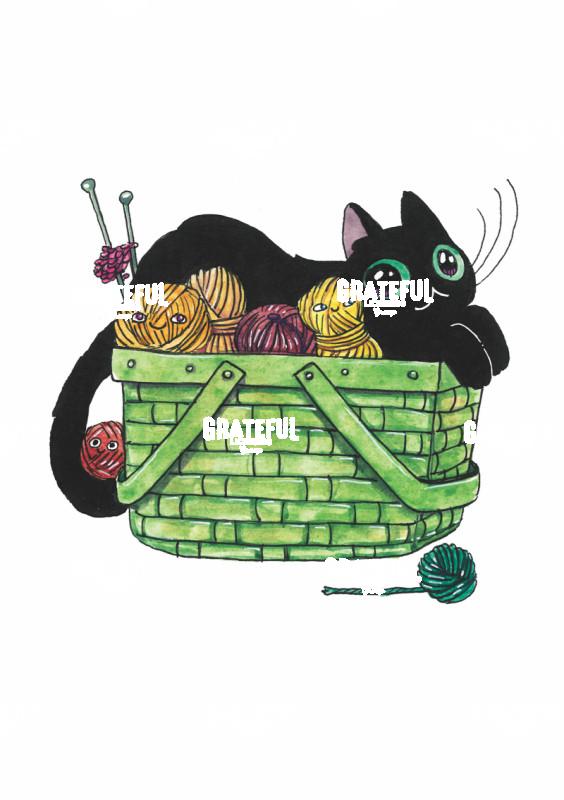 Green Basket & Yarn