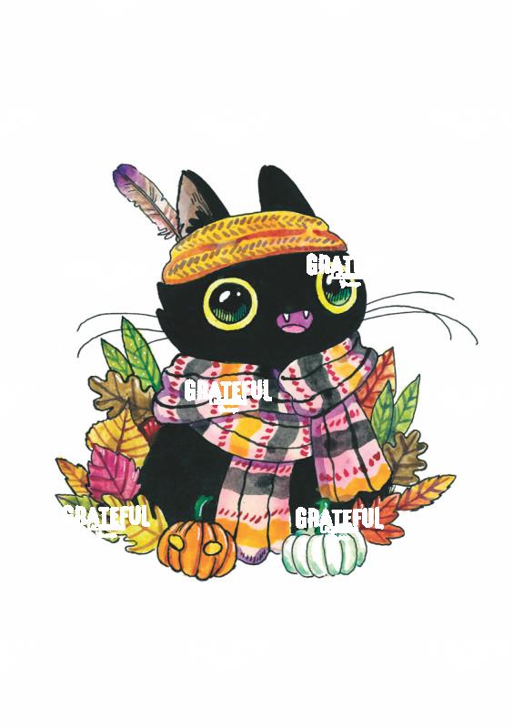 Autumn Scarf Cat