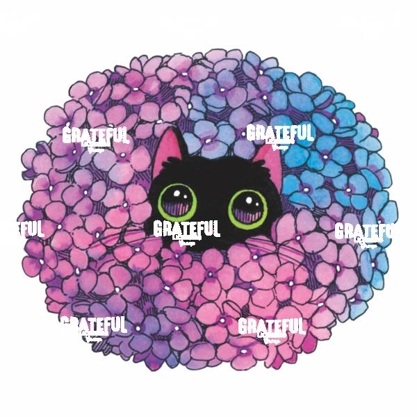 Cat in Hydrangeas
