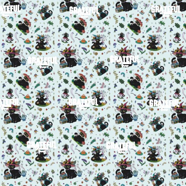 Magical Witch Cats Mint Background