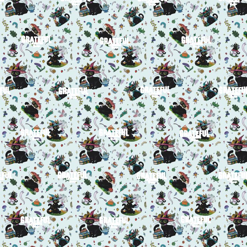 Magical Witch Cats Mint Background