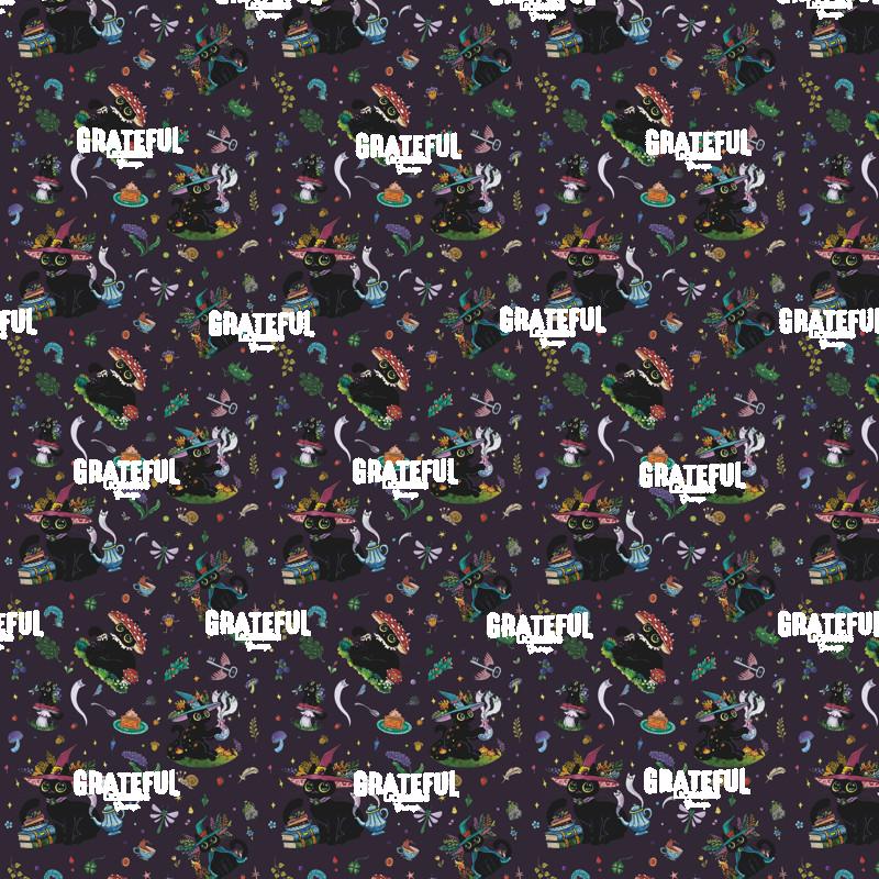 Magical Witch Cats Purple Background
