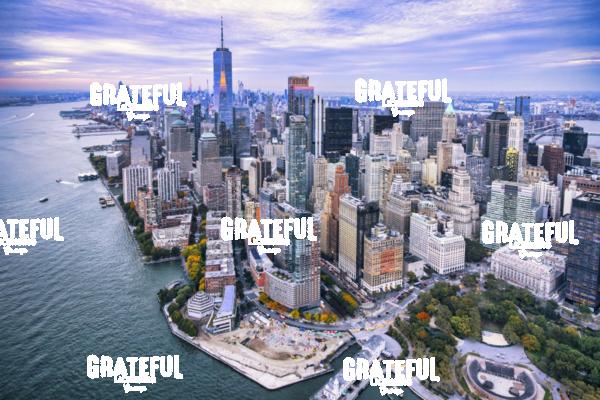 The island of Manhattan in NYC from high above