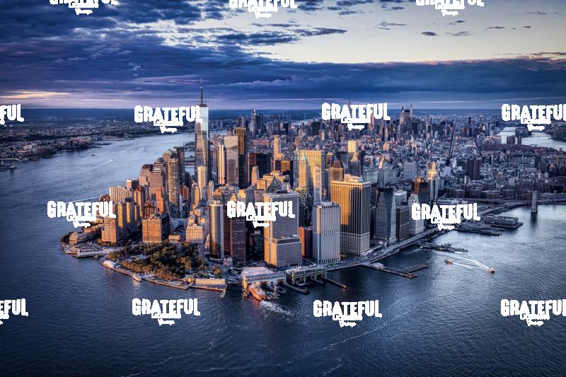 The island of Manhattan from high above