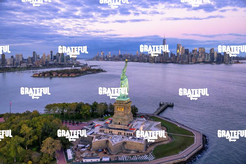 The Statue of Liberty and Manhattan from above