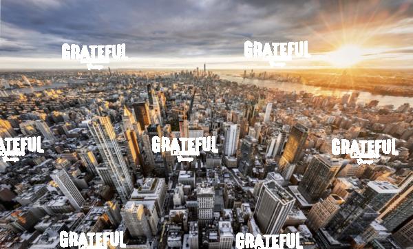 New York City sunset panorama from high above