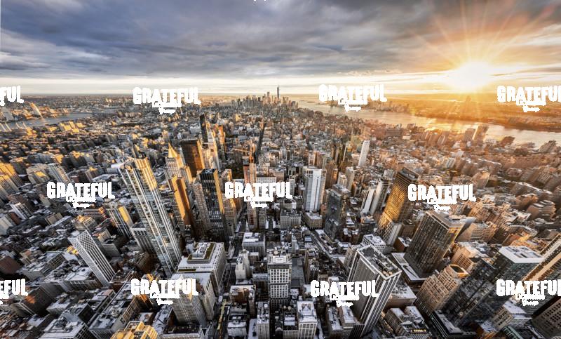 New York City sunset panorama from high above