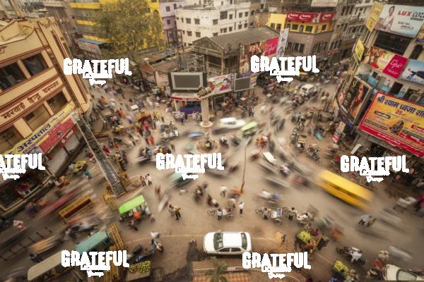 Busy intersection in Varinasi, India