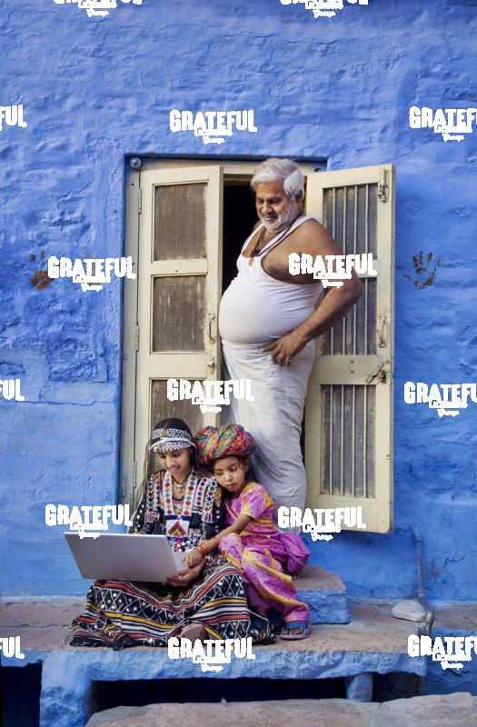 father and his daughters in jodphur India