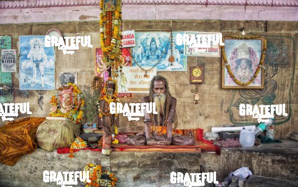 Religious Sadhu praying in Varinasi, India