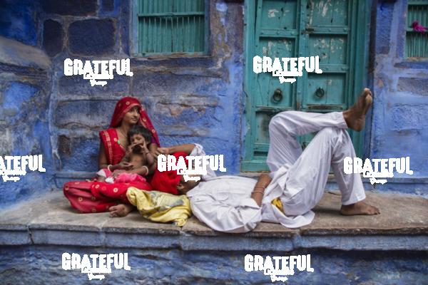 Family in the Blue City of Jodhpur, India