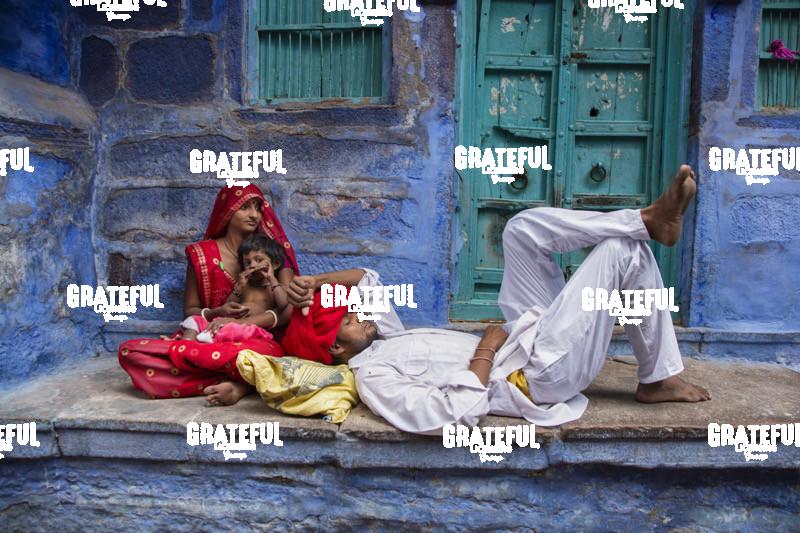 Family in the Blue City of Jodhpur, India