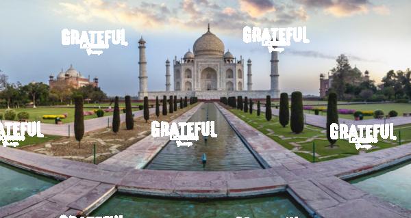 Taj Mahal panorama at sunrise in Agra, India