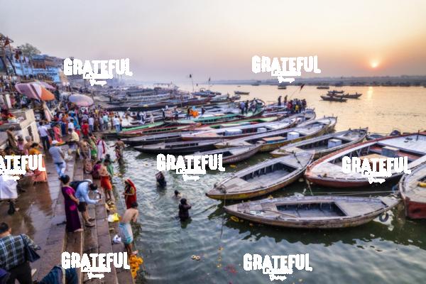 The Ganges River and crowded city of Varinasi, India 2
