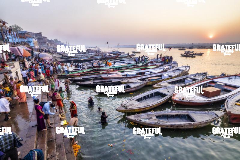 The Ganges River and crowded city of Varinasi, India 2