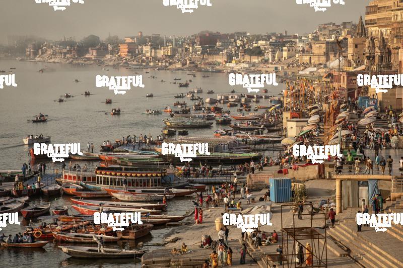 The Ganges River and crowded city of Varinasi, India