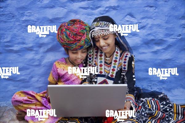 two girls on a laptop in jodhpur India