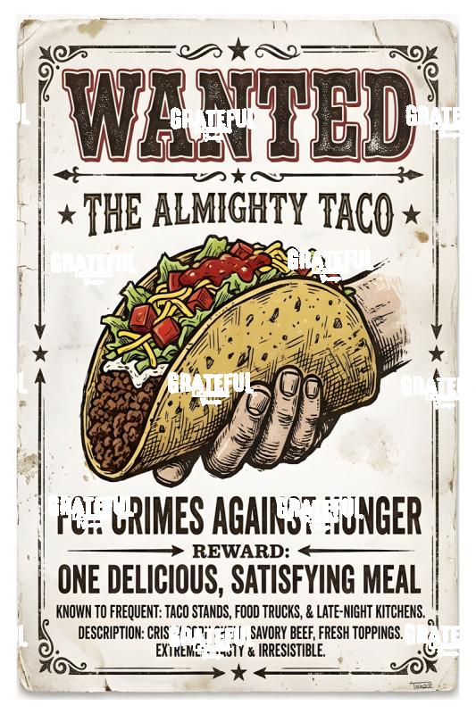Wanted Food Taco Poster
