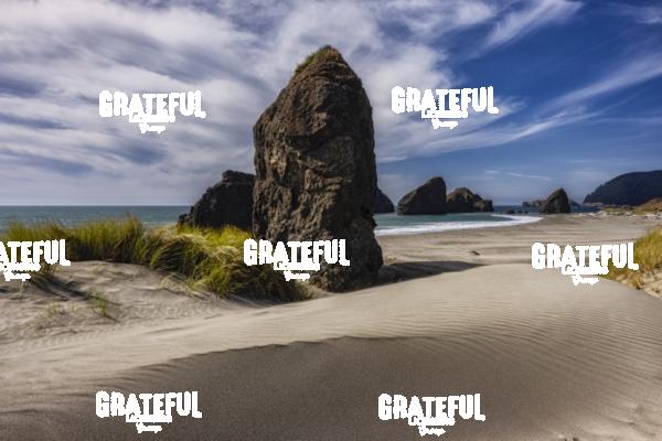 Seastacks and sand dunes at Pistol River North on the Oregon Coast
