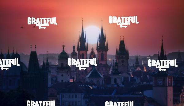 The towers of beautiful Prague at sunrise