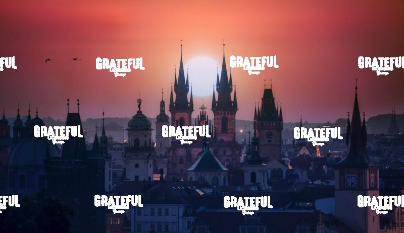 The towers of beautiful Prague at sunrise