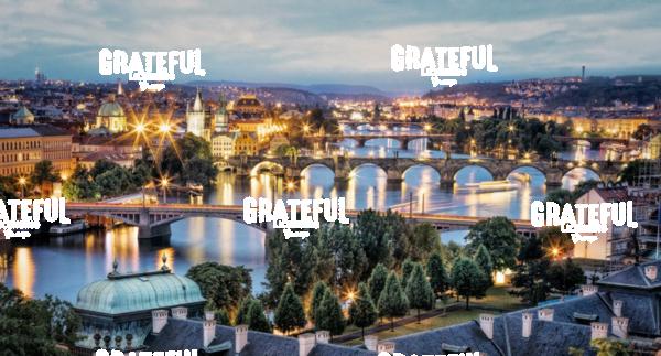 Panorama of Vltava River and bridges in Prague at sunset