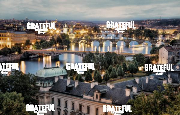 Panorama of Vltava River and bridges in Prague at sunset 3