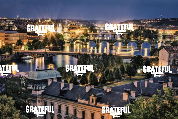 Panorama of Vltava River and bridges in Prague at sunset 4