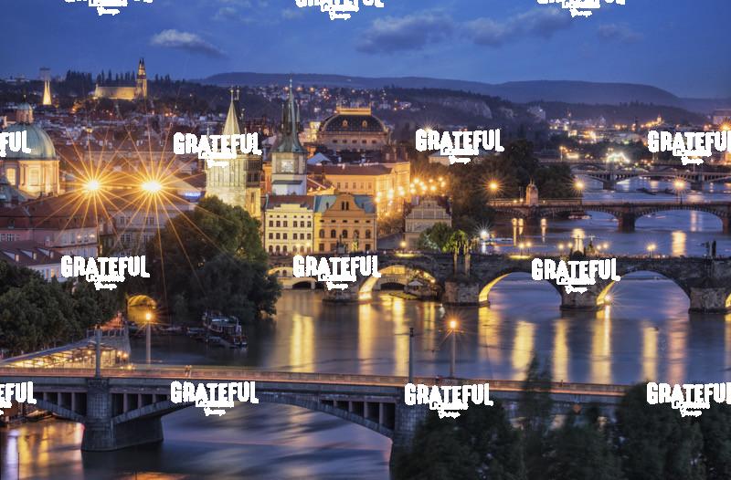 Panorama of Vltava River and bridges in Prague at sunset 5