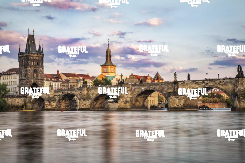 The Charles Bridge and Prague at sunrise