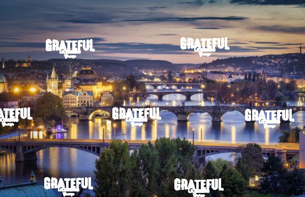 Panorama of Vltava River and bridges in Prague at sunset 6
