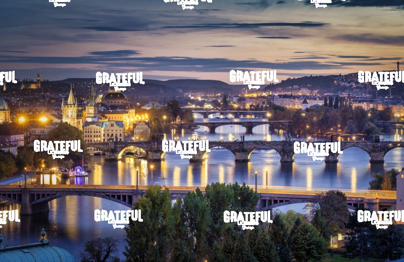 Panorama of Vltava River and bridges in Prague at sunset 6