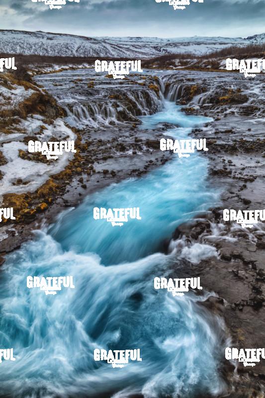 Bruarfoss waterfall in winter in Iceland