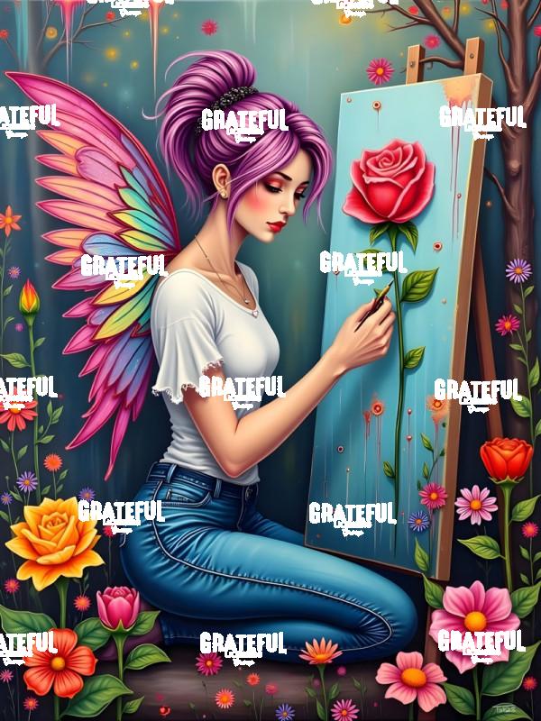 Fairy Painting A Rose
