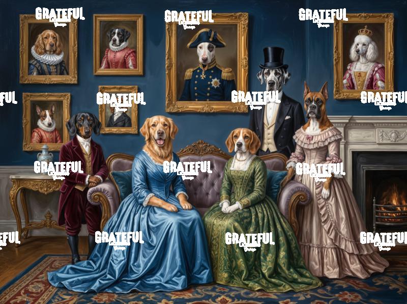 Fancy Dog Family Portrait, Victorian Era