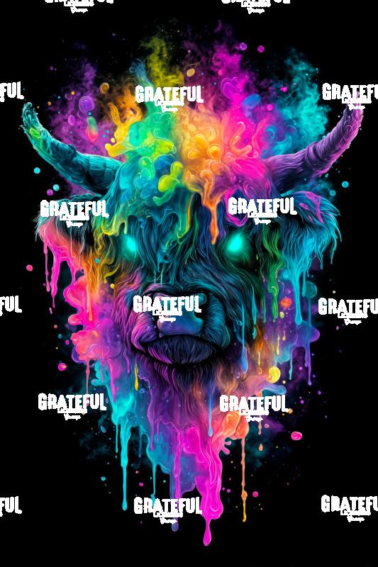 Highland Cow, Rainbow Drip