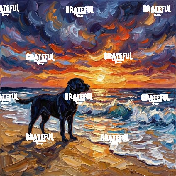 Beach Night - Black Labrador