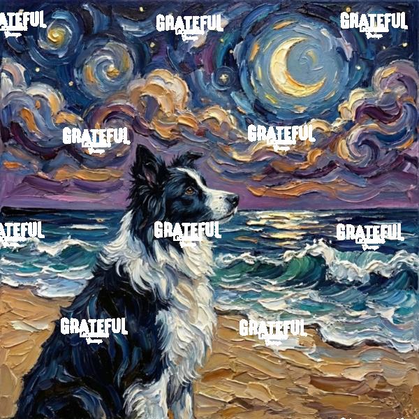 Beach Night - Border Collie