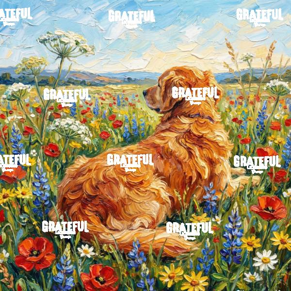 Amongst The Flowers - Golden Retriever
