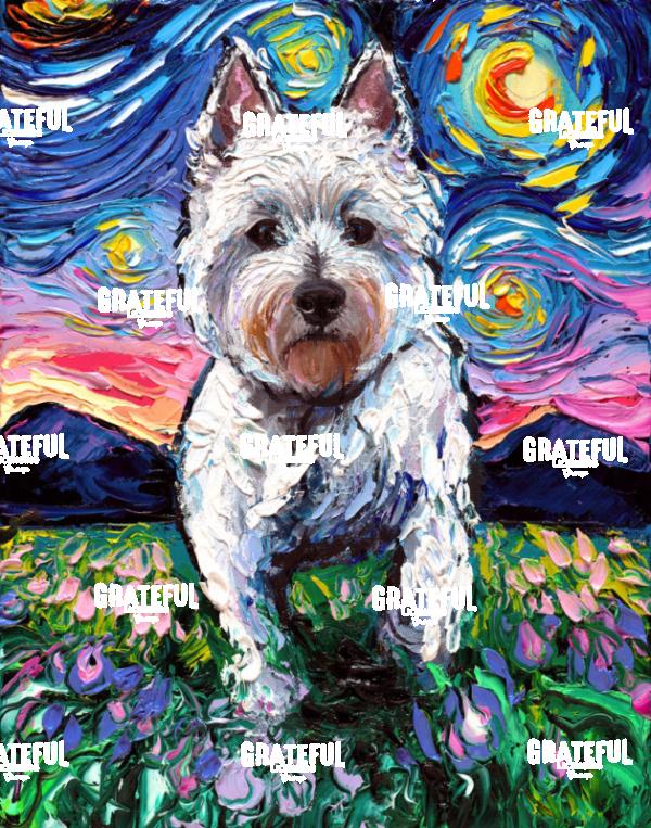Westie and Flowers