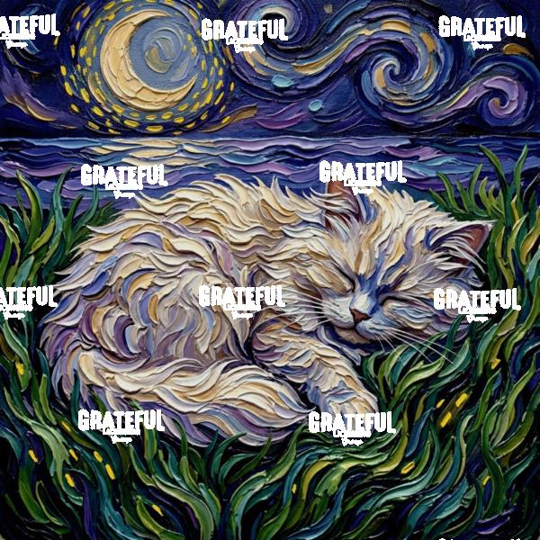 Sleepy White Persian Cat Night