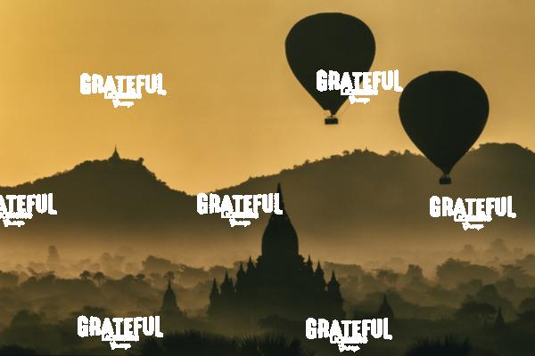 Hot air balloons at sunrise in Bagan, Burma