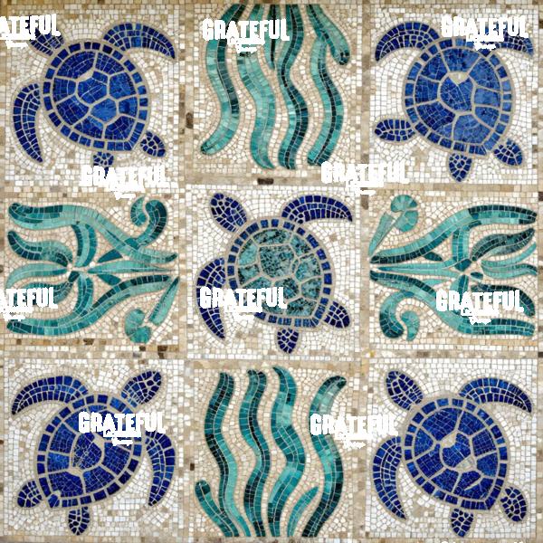 Sea Turtles and Kelp Mosaic Block